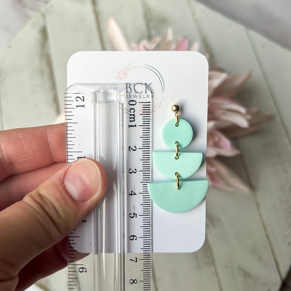 NEW HANDMADE Mint blue polymer clay earrings, unique gift ideas, bright earrings - Picture 8 of 8